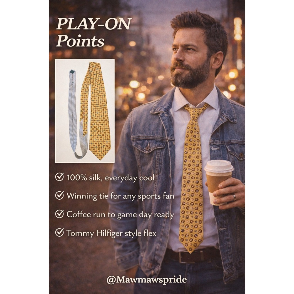 PLAY ON POINTS Tommy Hilfiger Silk‎  Necktie Sports Soccer Football Baseball